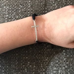 Adjustable rhinestone cross bracelet